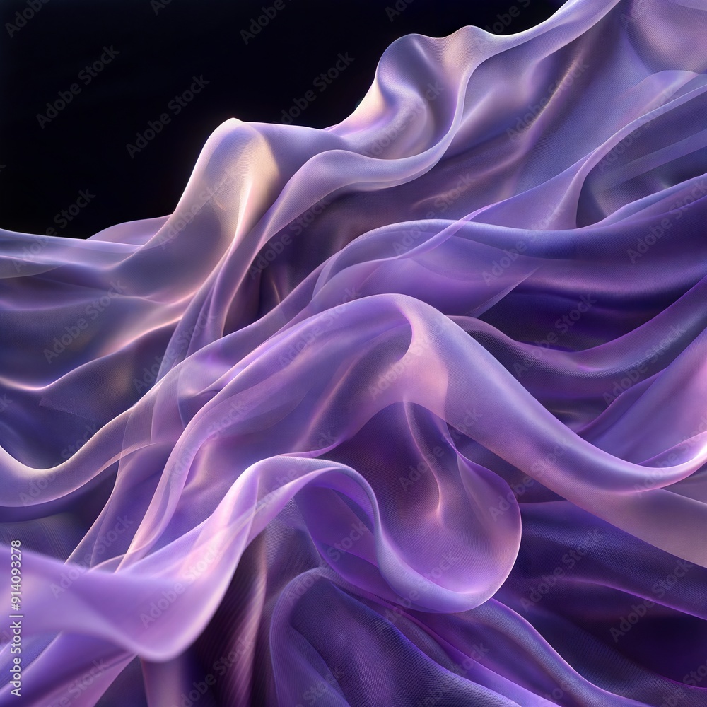 Obraz premium Flowing Lilac Fabric Waves with Ethereal Light