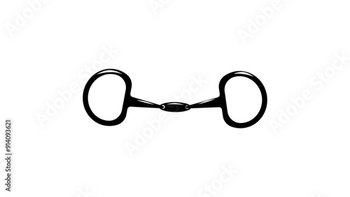 Horse Snaffle, black isolated silhouette