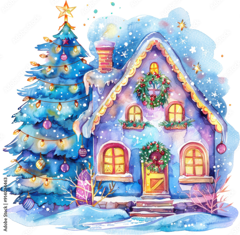 watercolor christmas house clipart watercolor christmas house clipart
