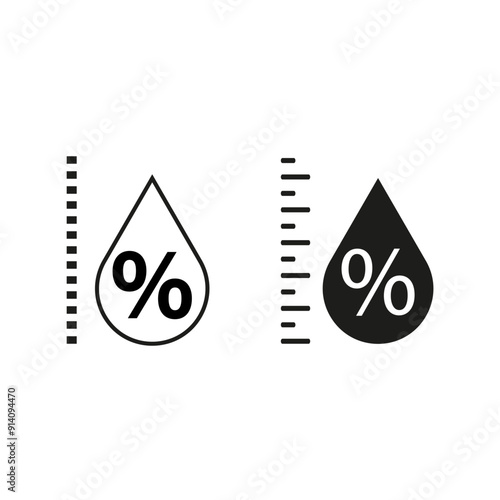 Humidity percentage icons. Two variations. White background. Measurement symbols.