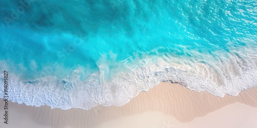 Stunning Aerial View of White Sand and Turquoise Ocean