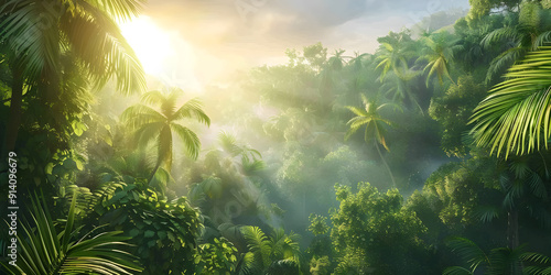 Tropical forest for product presentation background