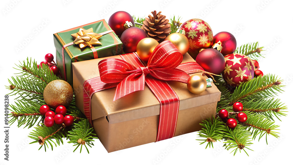 Box With Christmas Presents on A white Background Box With Christmas Presents on A white Background