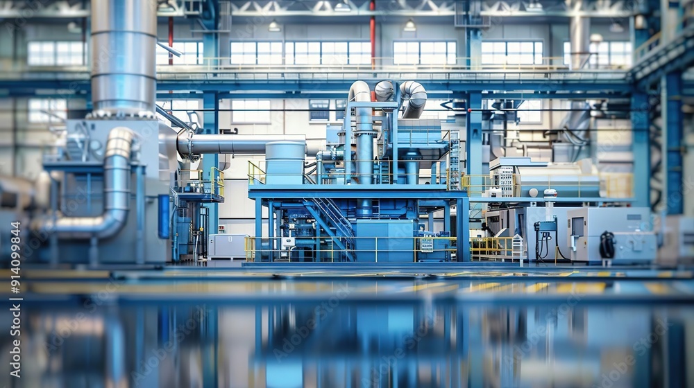 Industrial Factory Interior with Machinery and Equipment - 3D Illustration Industrial Factory Interior with Machinery and Equipment - 3D Illustration