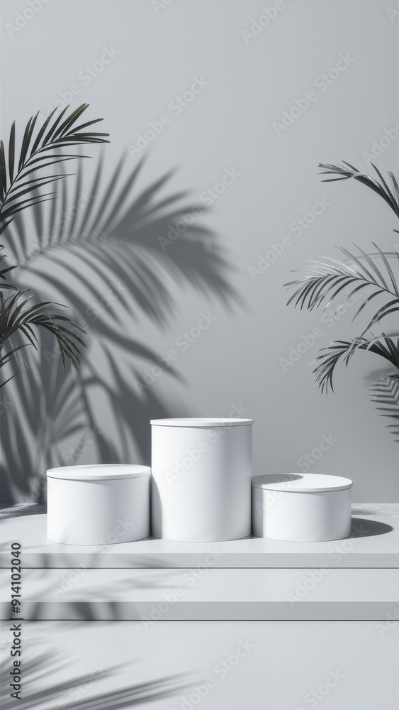 A white pedestal with three white cylinders on top of it A white pedestal with three white cylinders on top of it