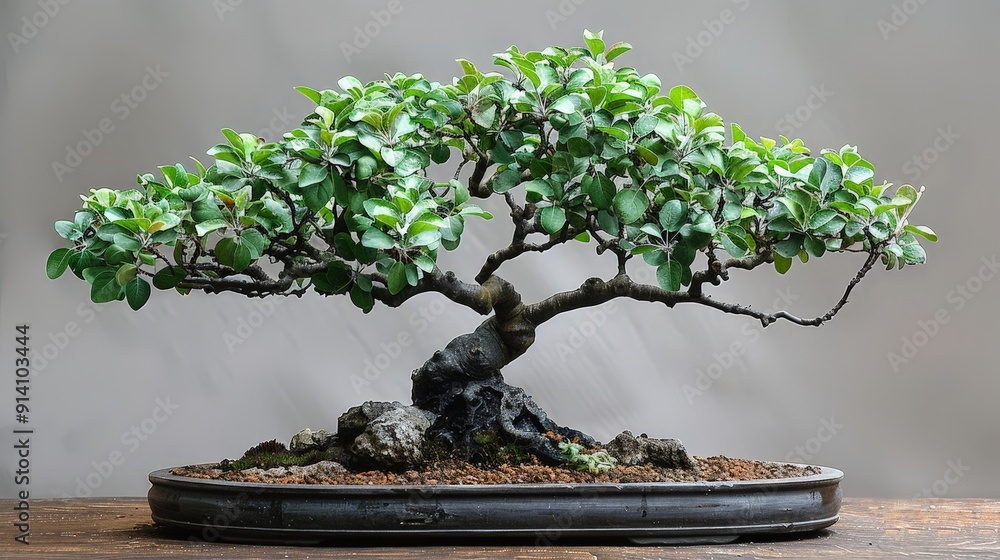 A bonsai in Formal Upright style, with a perfectly straight trunk A bonsai in Formal Upright style, with a perfectly straight trunk