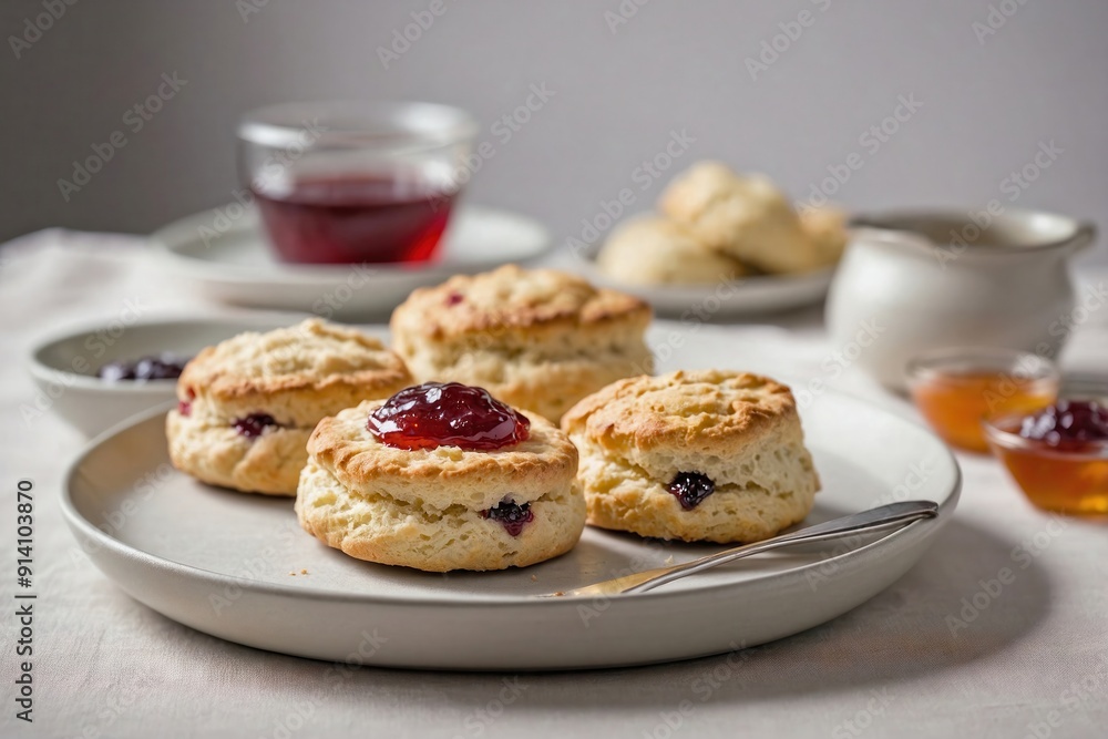 Scones with a Side of Jam on a Plate Scones with a Side of Jam on a Plate