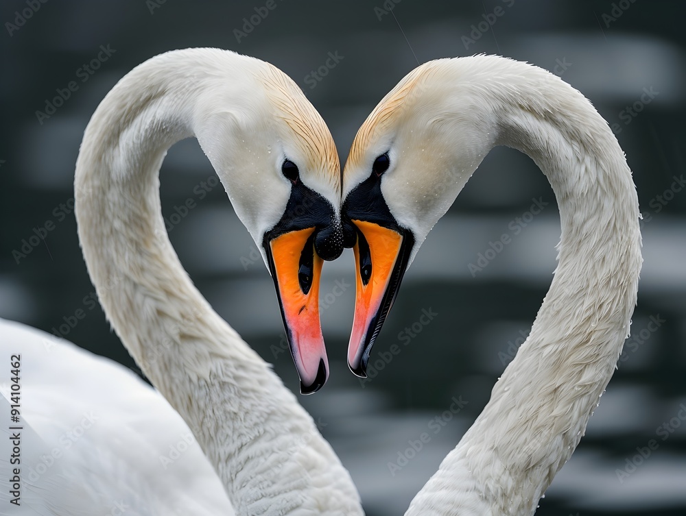 Fototapeta premium Swans Forming Heart Shaped Necks Symbolizing Love and Unity in Wildlife Portraits