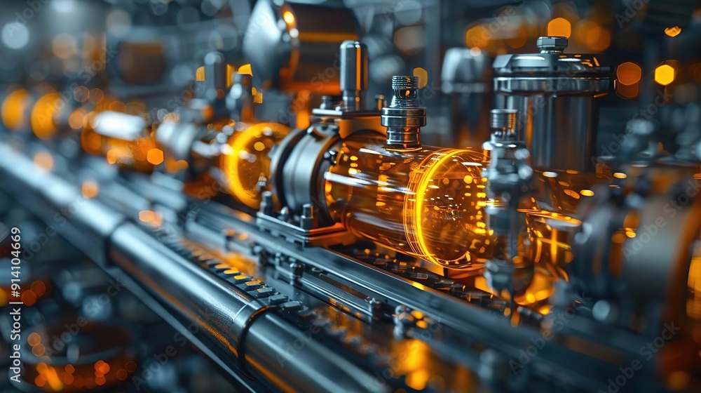 Industrial Machinery with Glowing Glass Tubes Industrial Machinery with Glowing Glass Tubes