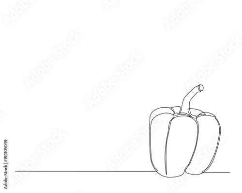 One continuous line drawing paprika vegetable. Paprika single line illustration.