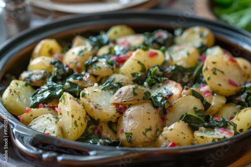 South Croatian Blitva dish with potatoes chard garlic and olive oil photo