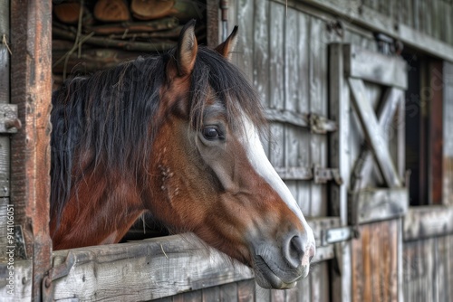 Stallion in barn