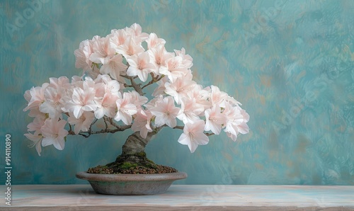 A bonsai in Formal Upright style, with a perfectly straight trunk  photo