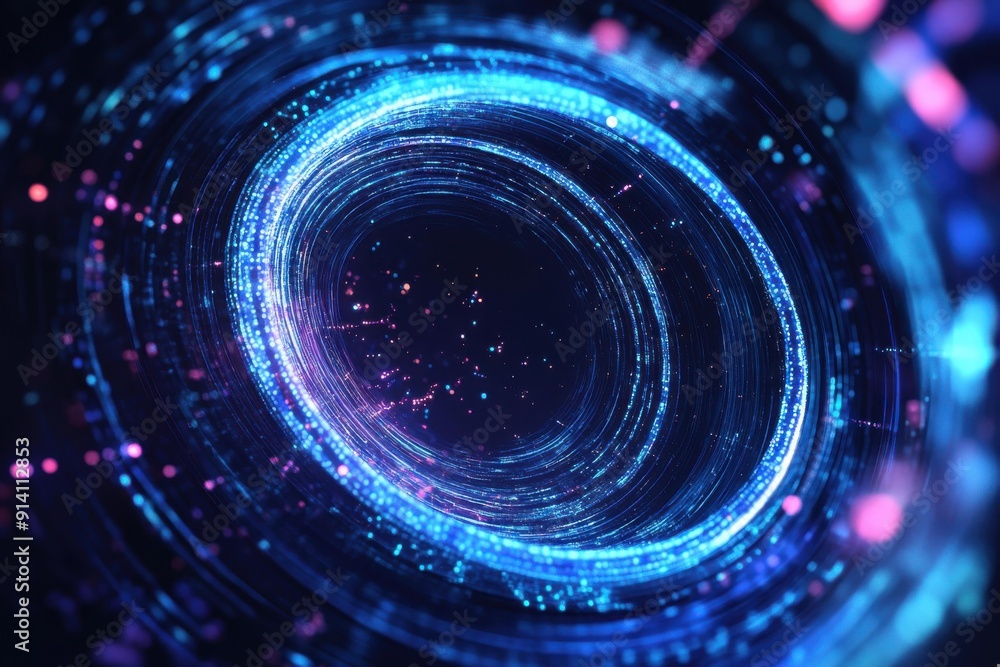 Obraz premium Vibrant Blue and Purple Abstract Digital Swirl - Data Technology Innovation Concepts