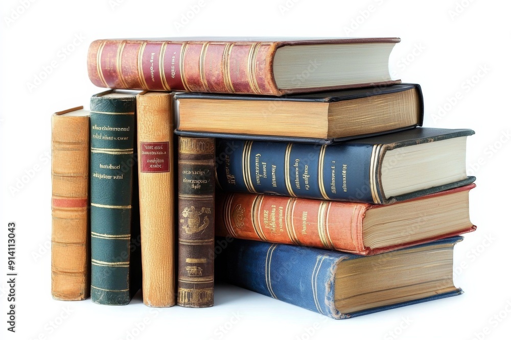 Books Collection on Isolated white background created with generative ai Books Collection on Isolated white background created with generative ai