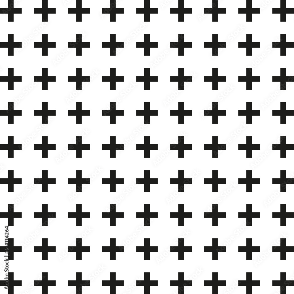 Plus sign pattern. Geometric black vector. Repetitive grid. Simple design. Plus sign pattern. Geometric black vector. Repetitive grid. Simple design.