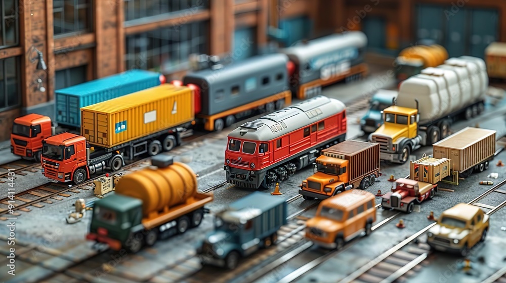 Model Train and Truck Collection: Cityscape Diorama Model Train and Truck Collection: Cityscape Diorama