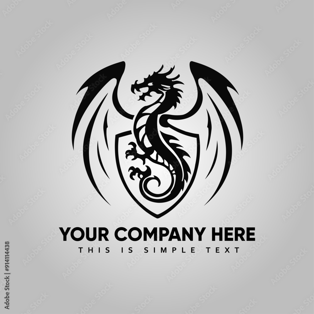 Dragon Shield Illustration Logo EPS Vector Design Dragon Shield Illustration Logo EPS Vector Design