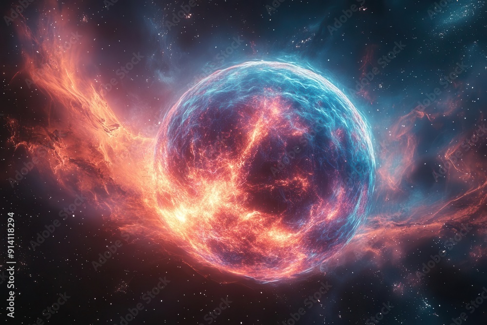 mesmerizing cosmic sphere pulsating with iridescent plasma particles radiating intense energy in ultrahigh definition against a stark black void mesmerizing cosmic sphere pulsating with iridescent plasma particles radiating intense energy in ultrahigh definition against a stark black void