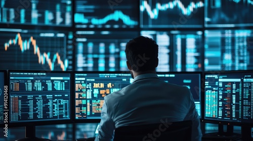 A businessman reviewing stock market analytics, planning strategies for business growth and success in 2025.