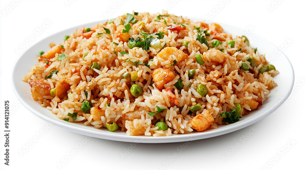 delicious Fried rice with vegetables on a plate isolated white background delicious Fried rice with vegetables on a plate isolated white background