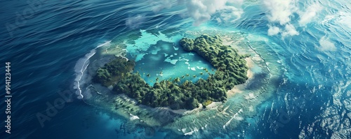 Coral atoll in the ocean, 4K hyperrealistic photo photo