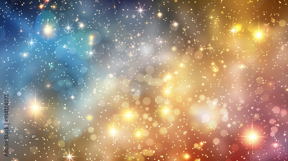 Colorful Cosmic Background Filled With Stars and Glowing Light Particles at Night Colorful Cosmic Background Filled With Stars and Glowing Light Particles at Night