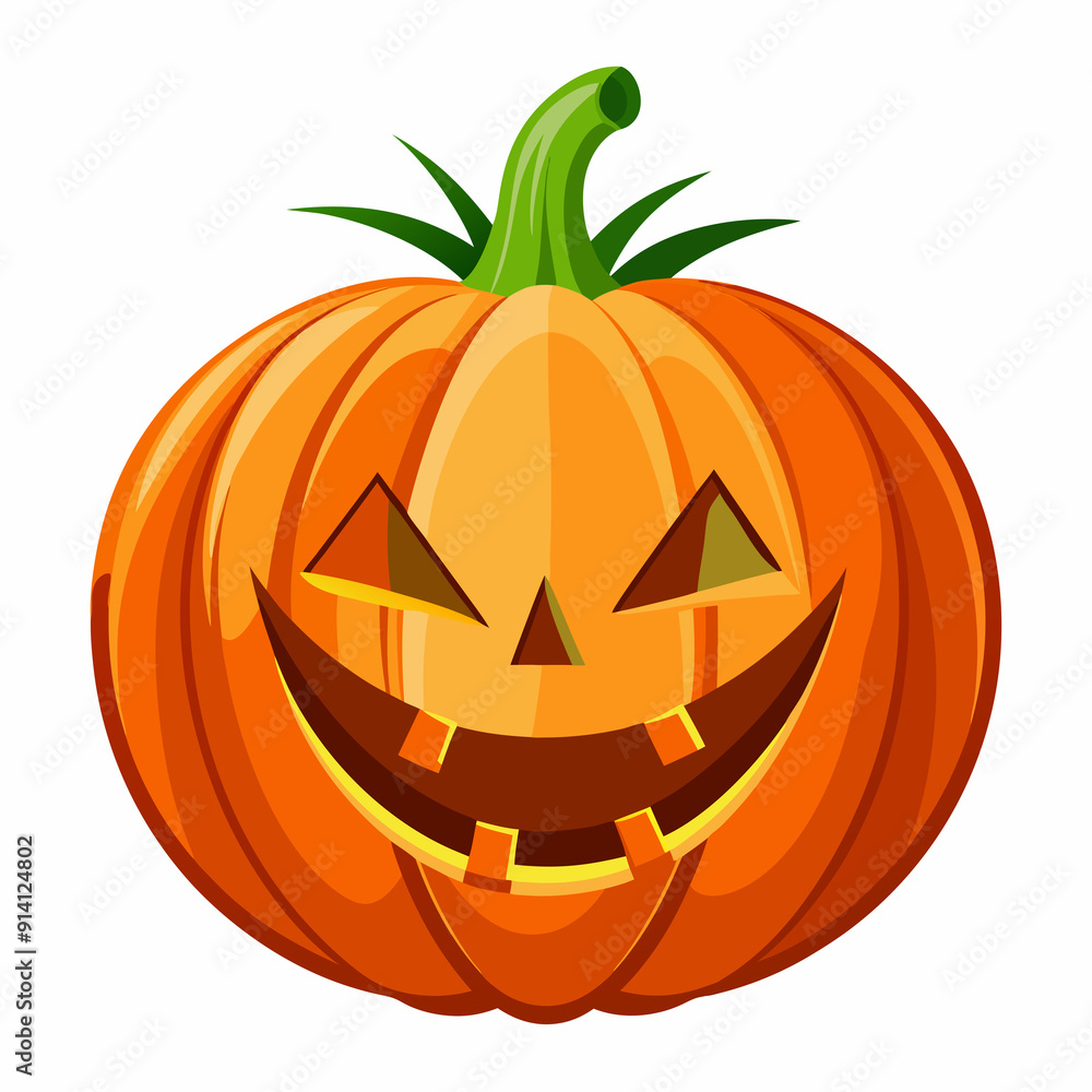 A jack-o'-lantern with a sinister expression and sharp fangs A jack-o'-lantern with a sinister expression and sharp fangs