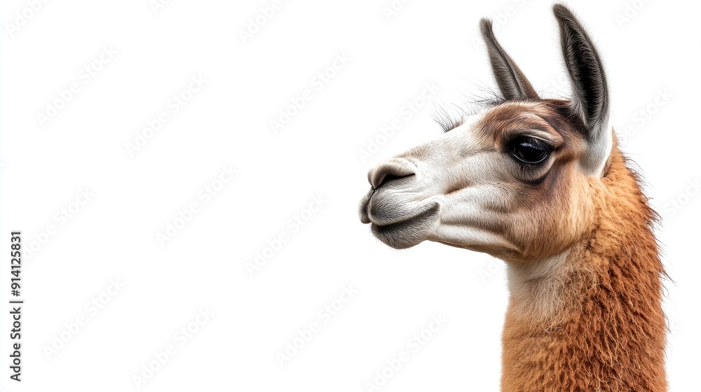Obraz premium Isolated llama with clear space around for text, ideal for farm and exotic livestock themes.