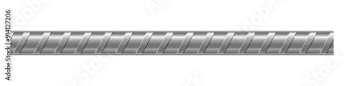Realistic metal bar. Metal rebar. Seamless steel rebar. Metal rod. Vector illustration