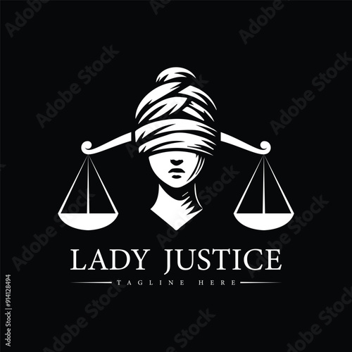 Lady Justice, justitia goddess logo for attorney and law simple clean minimalist modern silhouette statue black icon design