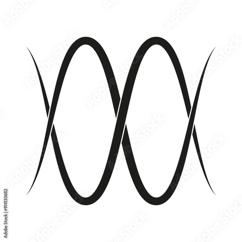 Abstract wave icon. Vector sine waves. Black and white. Curved lines design.