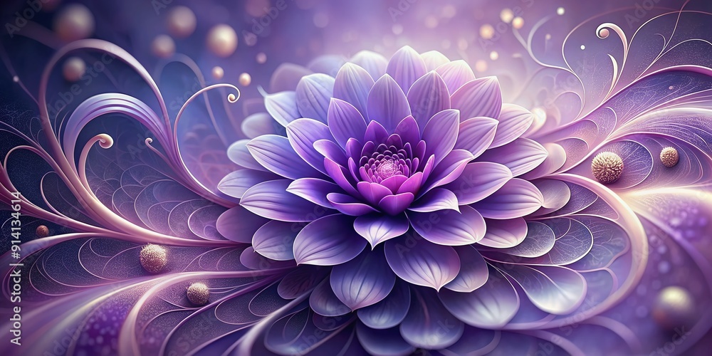 Delicate, abstract violet flower with intricate patterns unfurls, showcasing a glossy, velvety blossom and gentle, curved petals in a soft, dreamy, romantic floral arrangement. Delicate, abstract violet flower with intricate patterns unfurls, showcasing a glossy, velvety blossom and gentle, curved petals in a soft, dreamy, romantic floral arrangement.