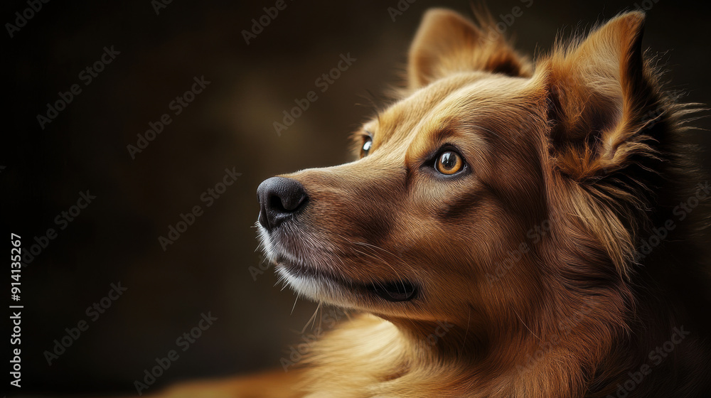 Alert dog with soulful eyes. Alert dog with soulful eyes.