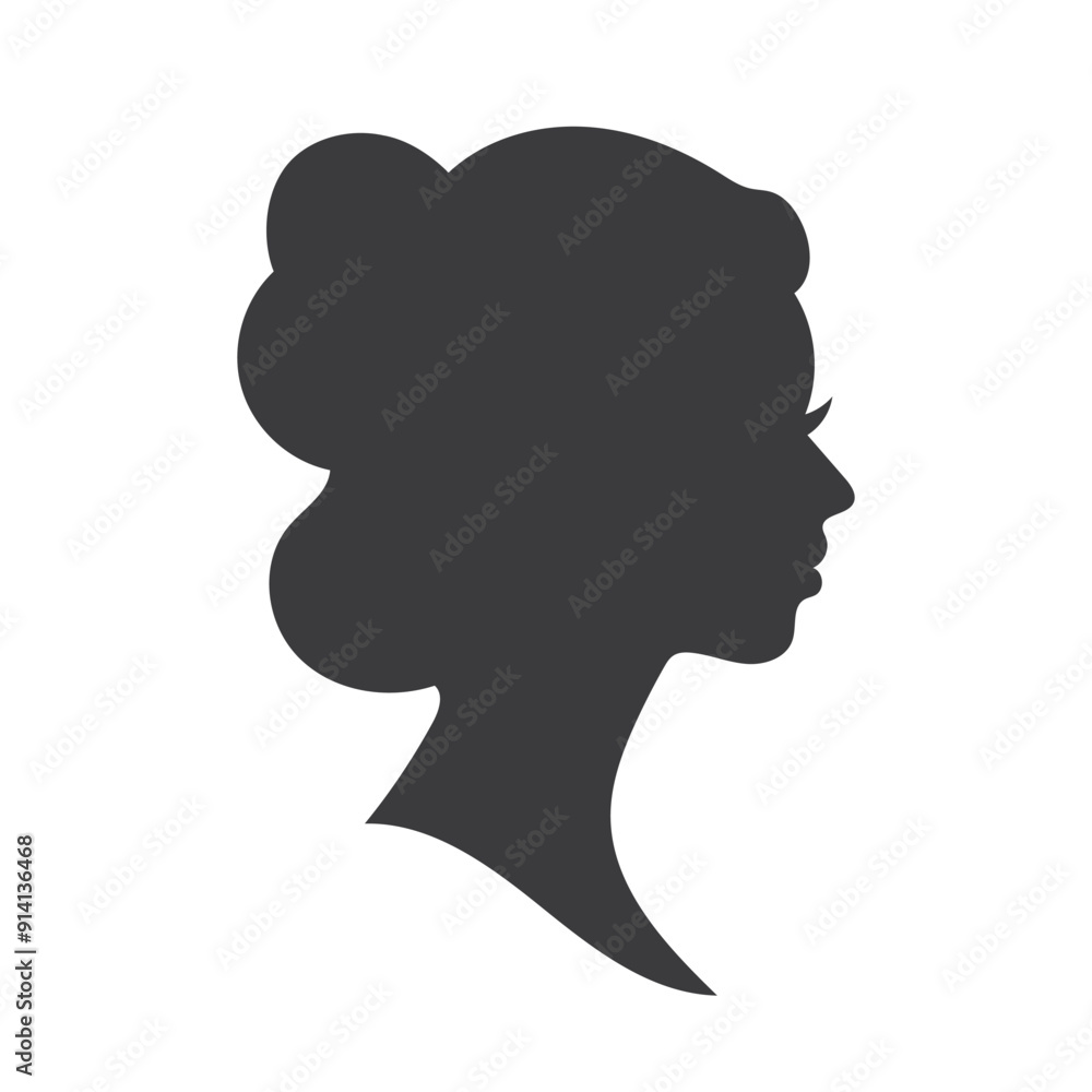 girl side silhouette with curly hair and beautiful face girl side silhouette with curly hair and beautiful face