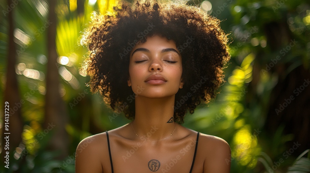 Serene Woman Embracing Nature with Eco-Friendly Skincare Routine Outdoors Serene Woman Embracing Nature with Eco-Friendly Skincare Routine Outdoors