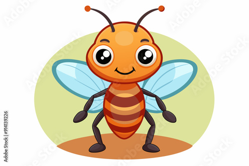 Cartoon Bee with Big Eyes and a Smile