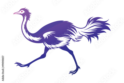 Ostrich run silhouette vector illustation S.eps photo