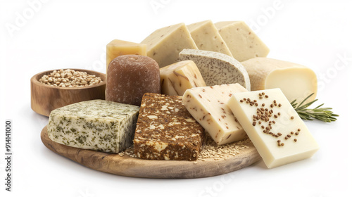 Artisan Cheese Assortment: A feast for the senses, a curated collection of artisan cheeses, each with its unique texture, flavor, and character. From creamy to sharp, with a hint of spice, this variet photo