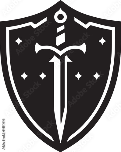 sword shield vector silhouette illustration logo art