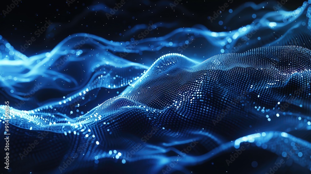 Abstract digital waves of blue light create a mesmerizing pattern, perfect for backgrounds or tech-themed designs. Abstract digital waves of blue light create a mesmerizing pattern, perfect for backgrounds or tech-themed designs.