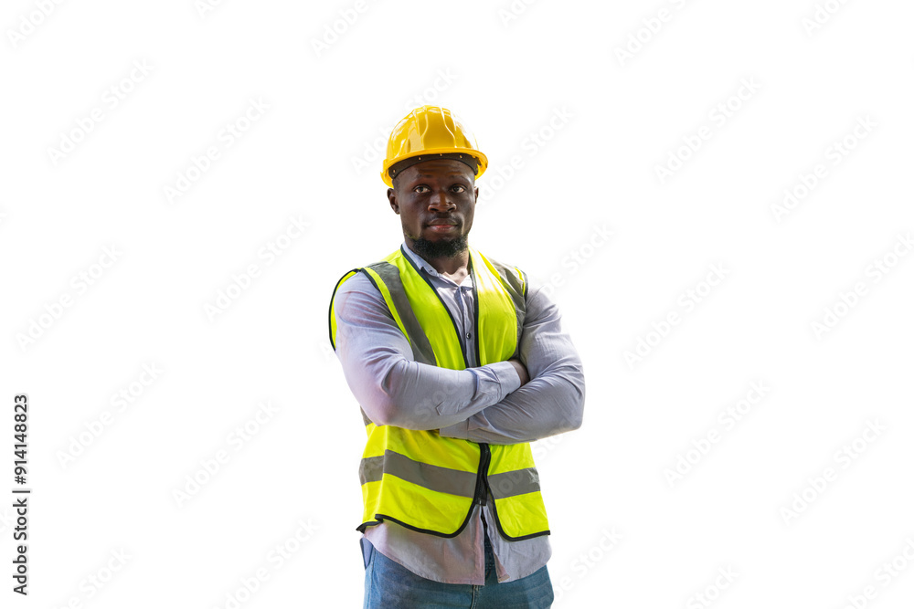 Engineer man arms crossed, Foreman worker in hardhat Engineer man arms crossed, Foreman worker in hardhat