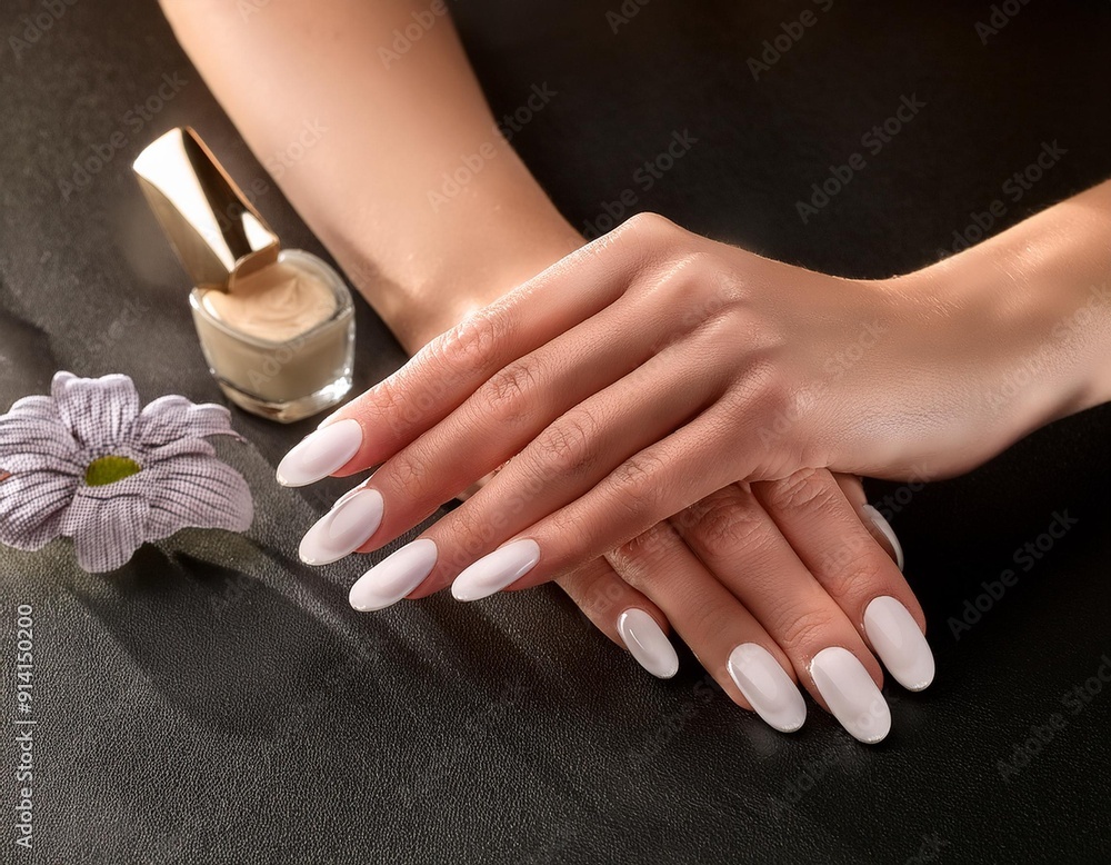 Elegant French Manicure in a Chic Salon Setting Elegant French Manicure in a Chic Salon Setting
