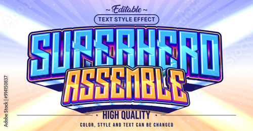 Editable text style effect - Superhero Assemble text style theme.