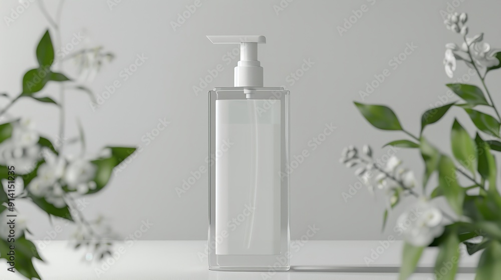 A mockup of a lotion drink in a pump bottle, Generative AI. A mockup of a lotion drink in a pump bottle, Generative AI.