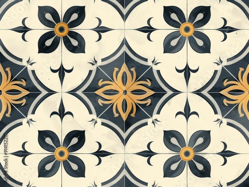 Wallpaper Mural seamless stone floral pattern Torontodigital.ca