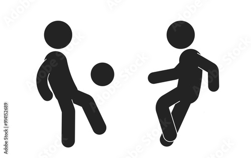 Isolated pictogram sport, soccer, football, stick figure play foot ball photo