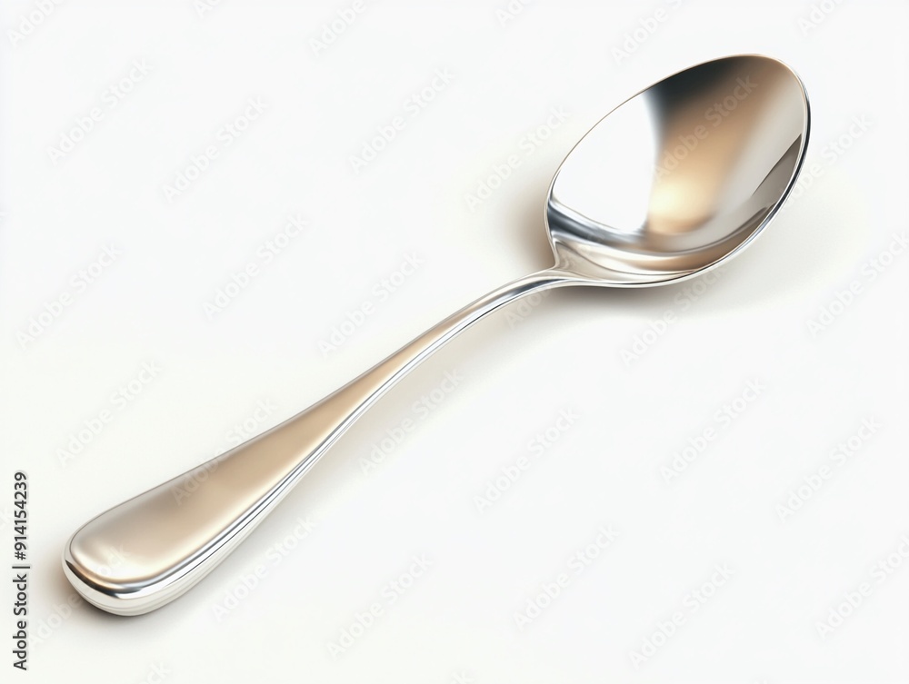 A silver spoon on a white background A silver spoon on a white background