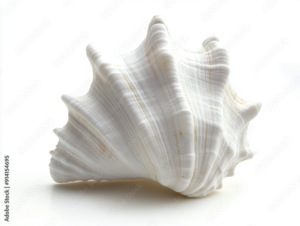 A white seashell on a white background A white seashell on a white background