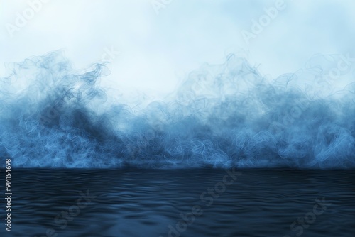 Blue smoke rising over a dark, rippling surface.